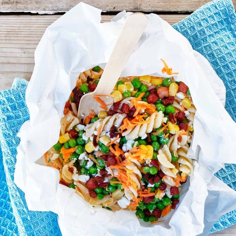 Pastasalat med grøntsager