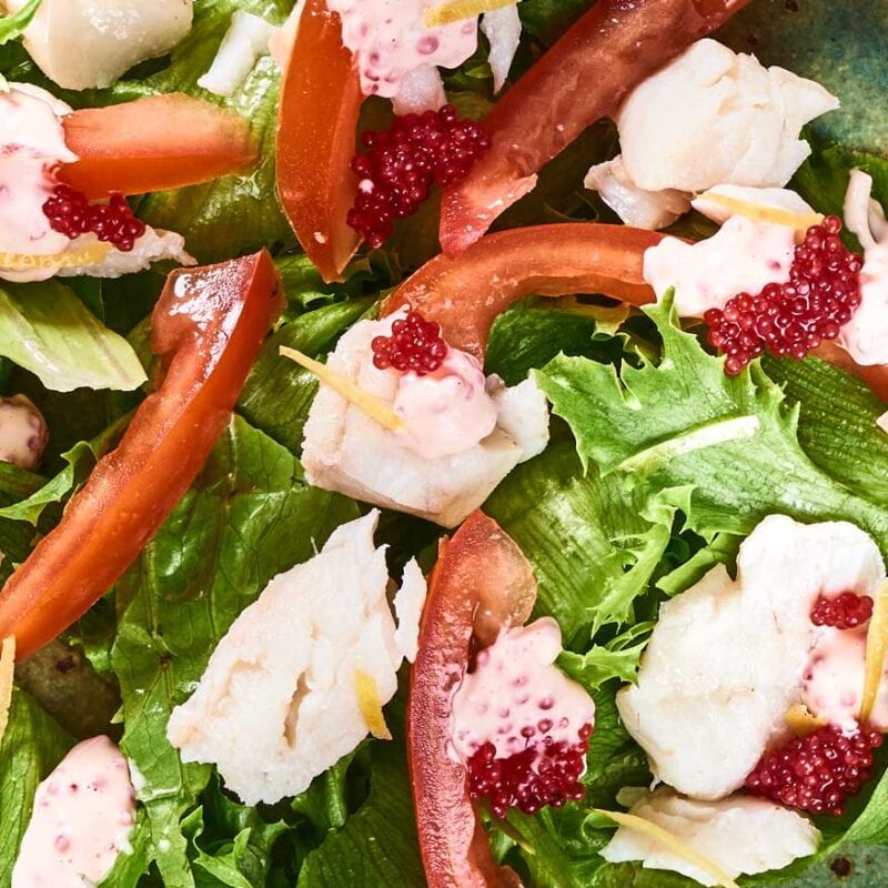 Groen salat torsk og stenbiderrogn