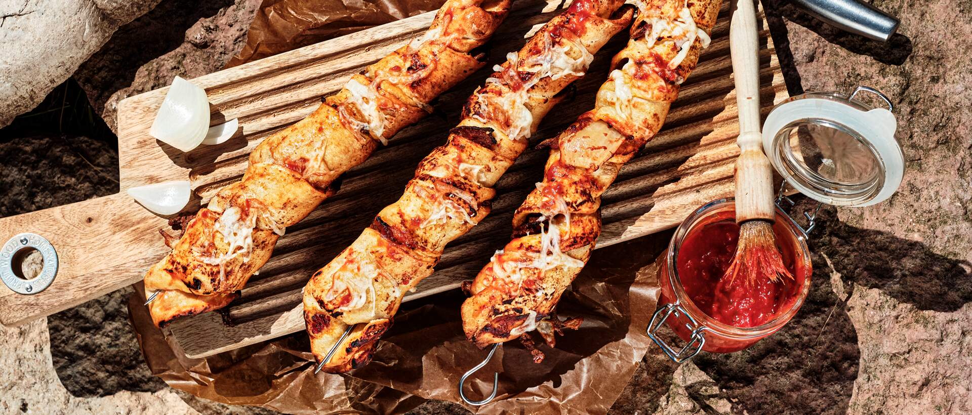 Pizza-spyd på grill